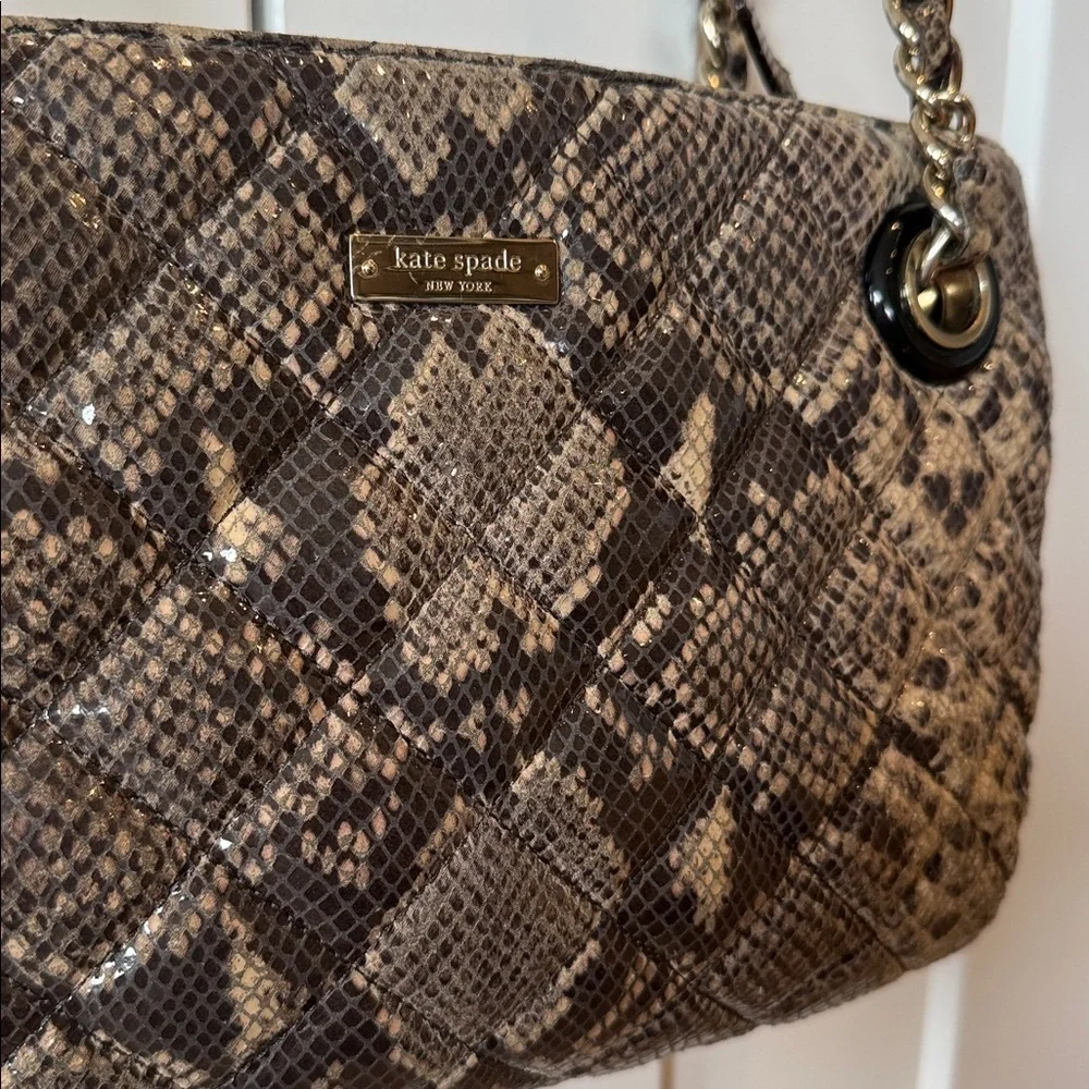 Kate Spade Chic Snakeskin Pattern Shoulder Bag purse quilted handbag designer - Picture 2 of 12